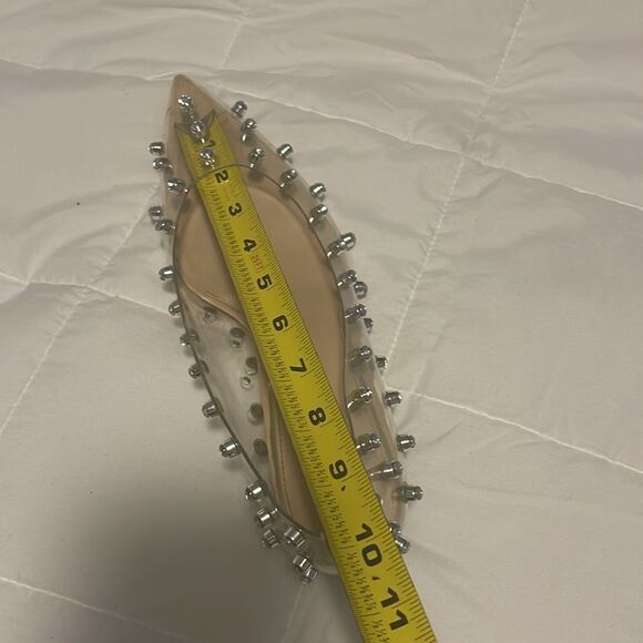 Gianni Bini clear slip on kitten heels studded rhinestones accents SZ 10M - Picture 11 of 12